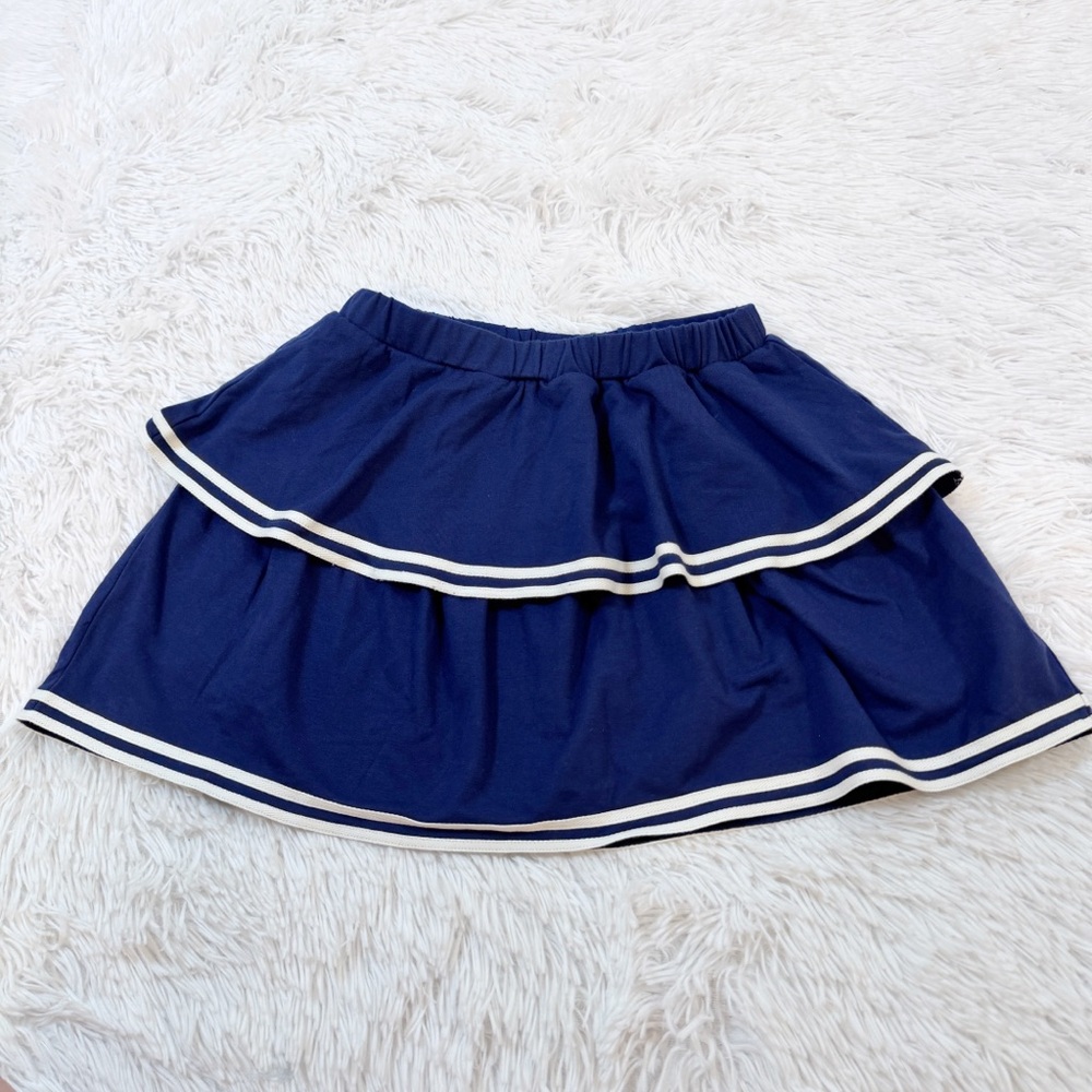 Crewcuts NWT girl's tiered sailor skirt in terry in navy blue‎ elastic waist